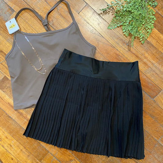 Black Pleated Skirt with Shorts Inside