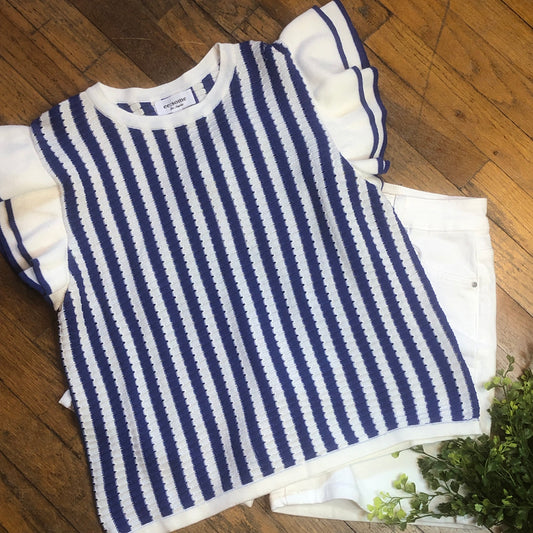 Royal Ruffle Stripe Top