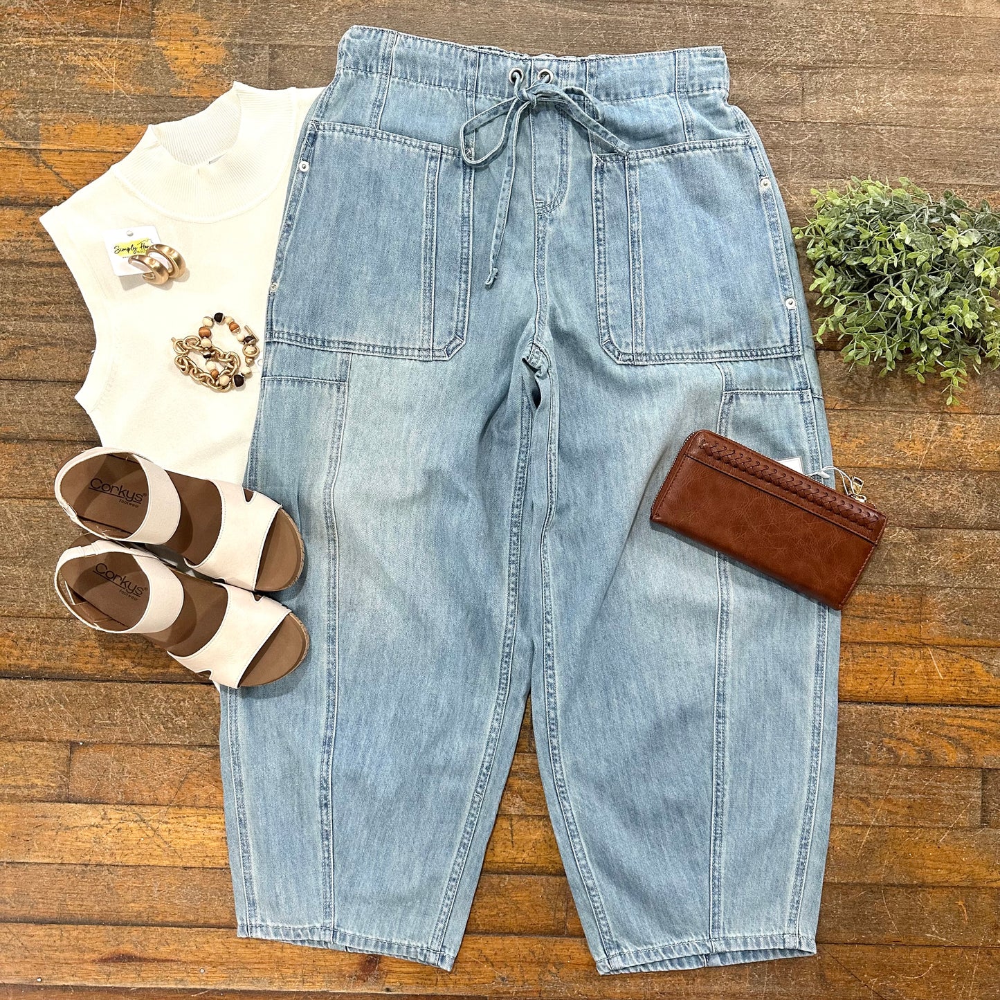 Denim Barrel Capri
