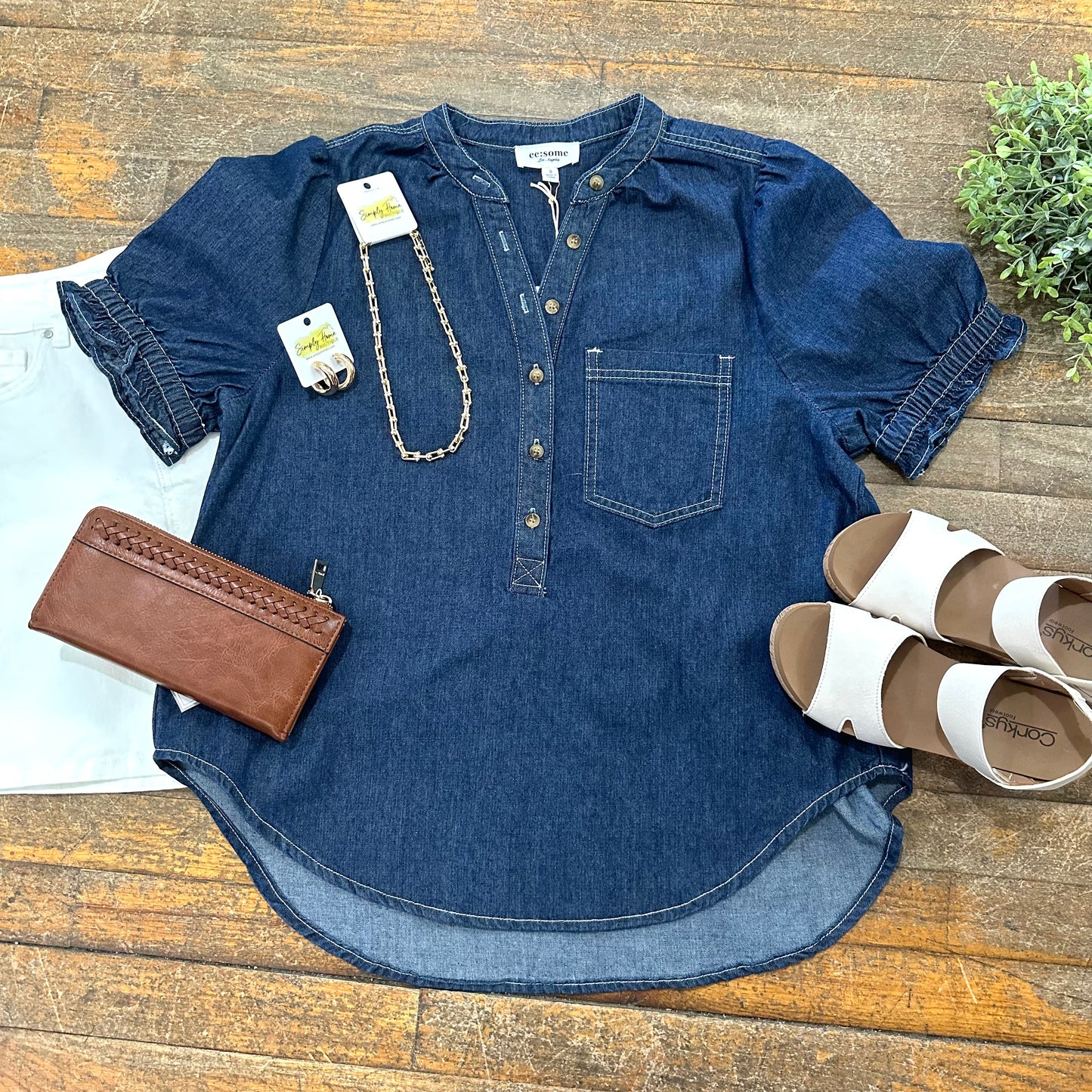 Mineral Washed Denim Top