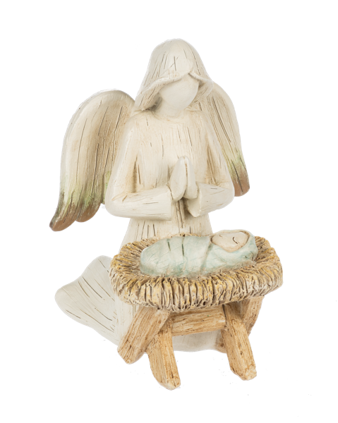 Angel at Manger Figurine