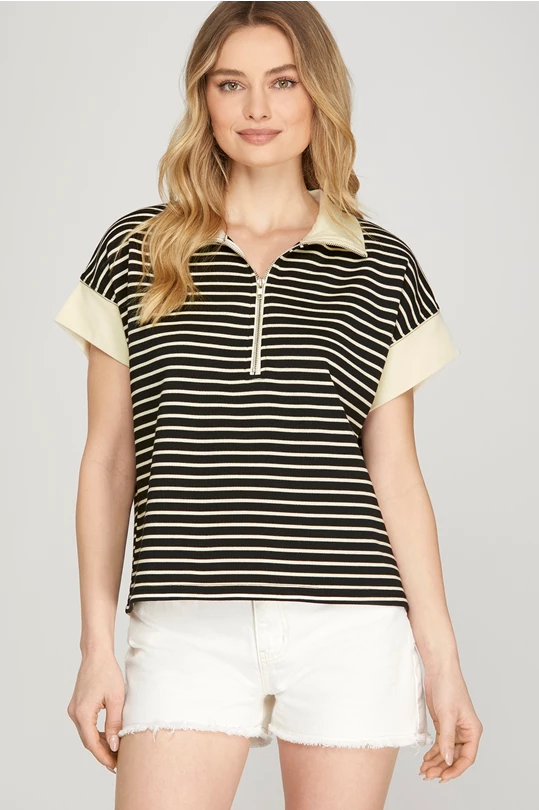 Short Sleeve Zip Top