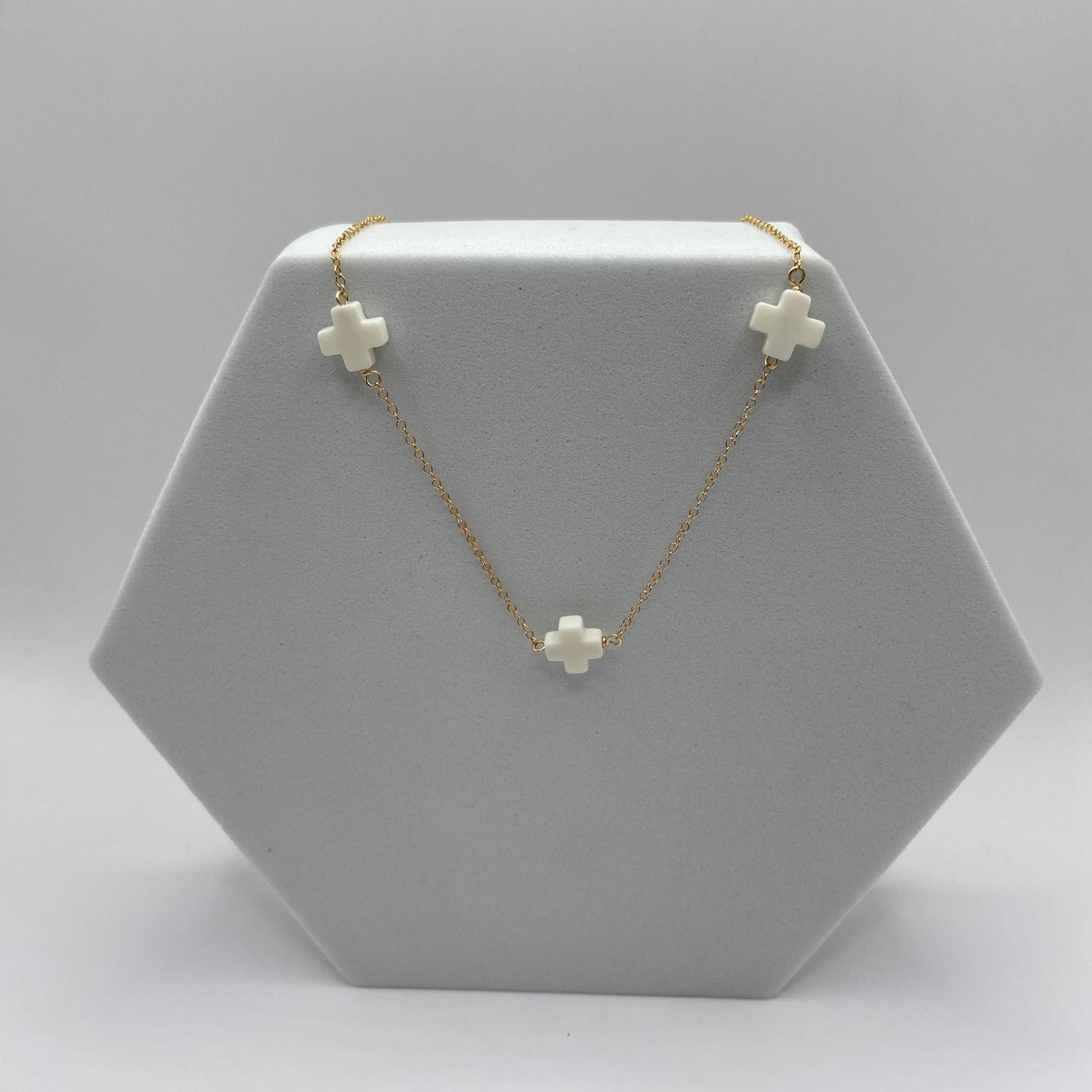 enewton Off White Cross Choker