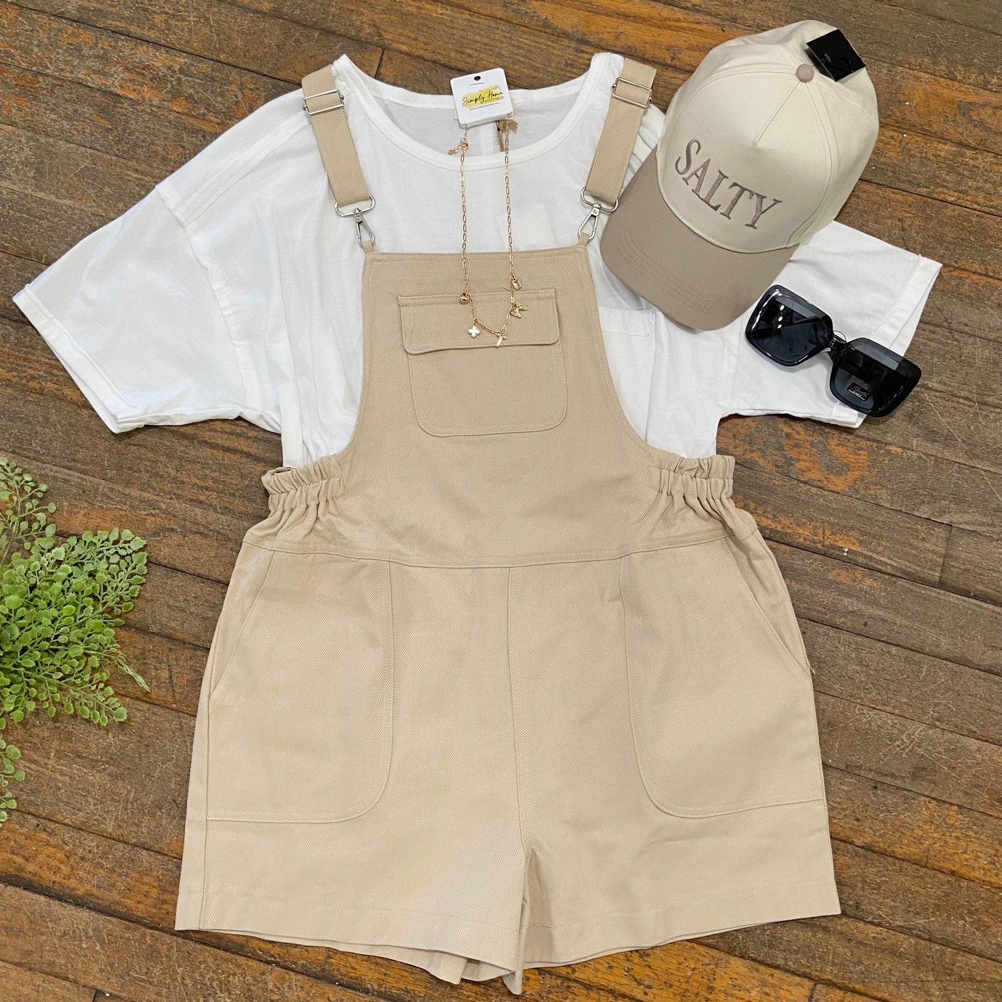Beige Overall Romper