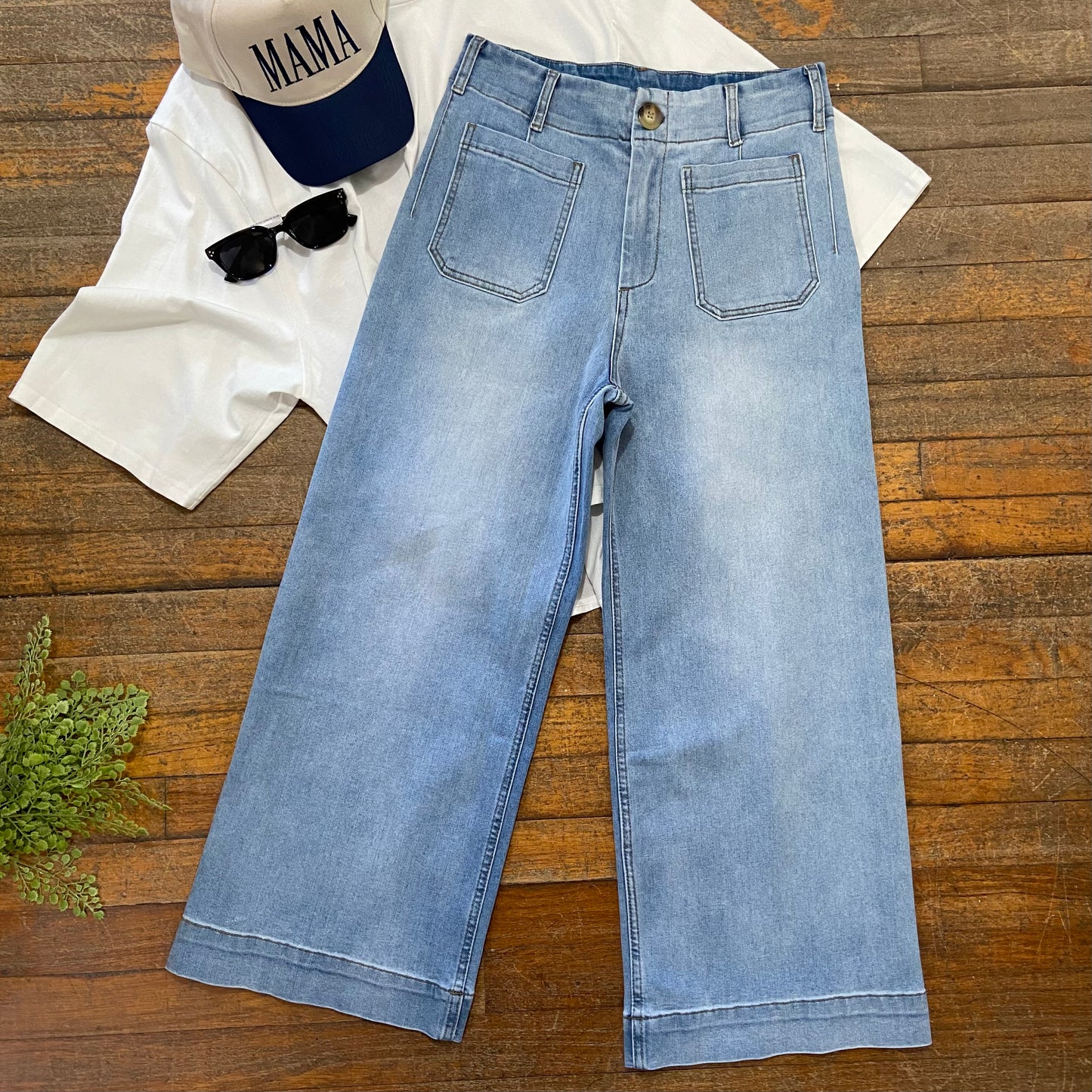 Straight Leg Denim Pants