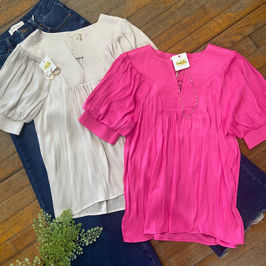 Solid Stitch Yoke Top