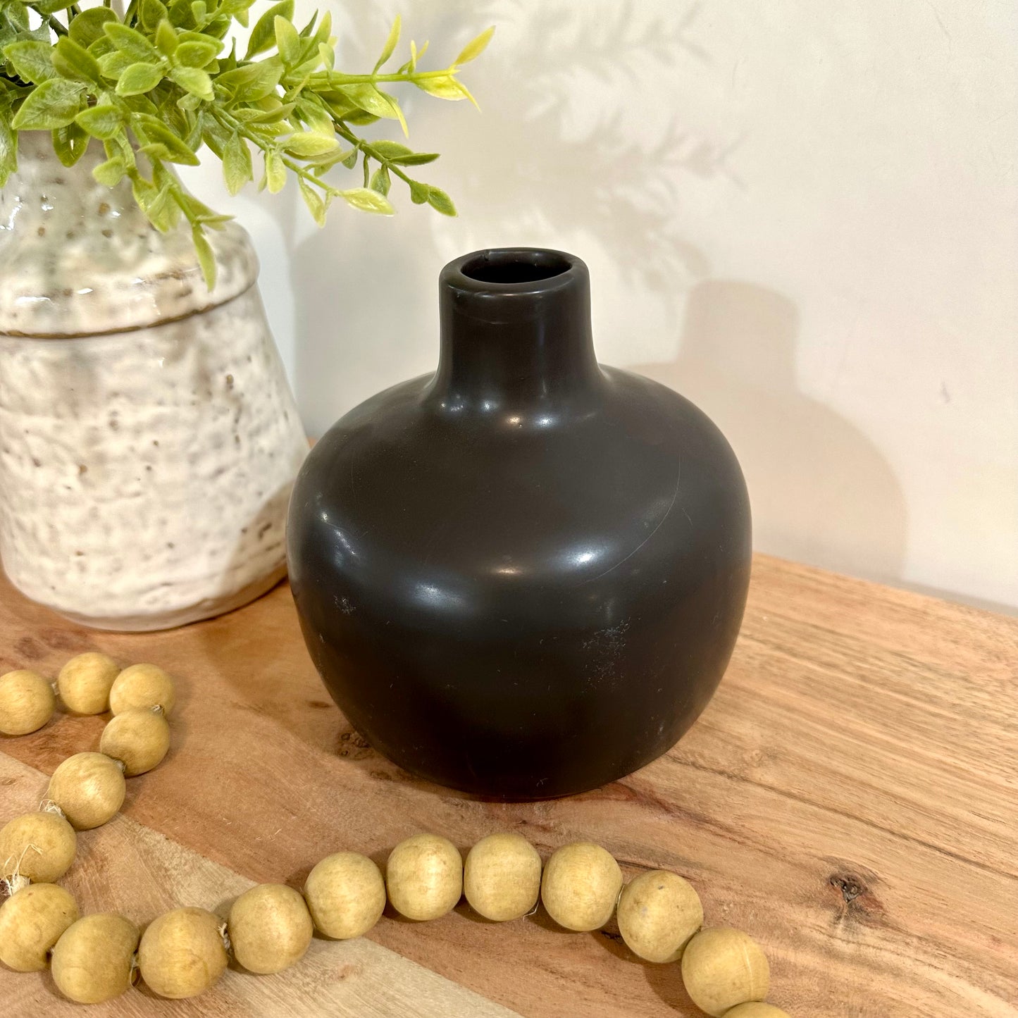 5" Black Round Vase
