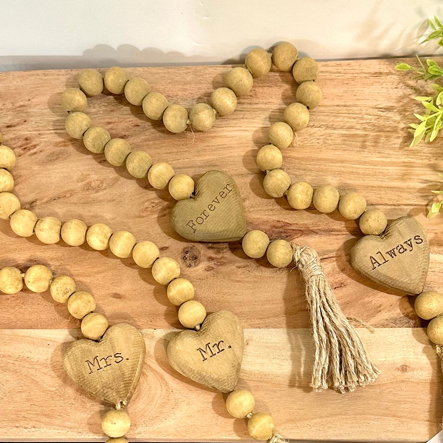 Mr & Mrs Heart Bead String