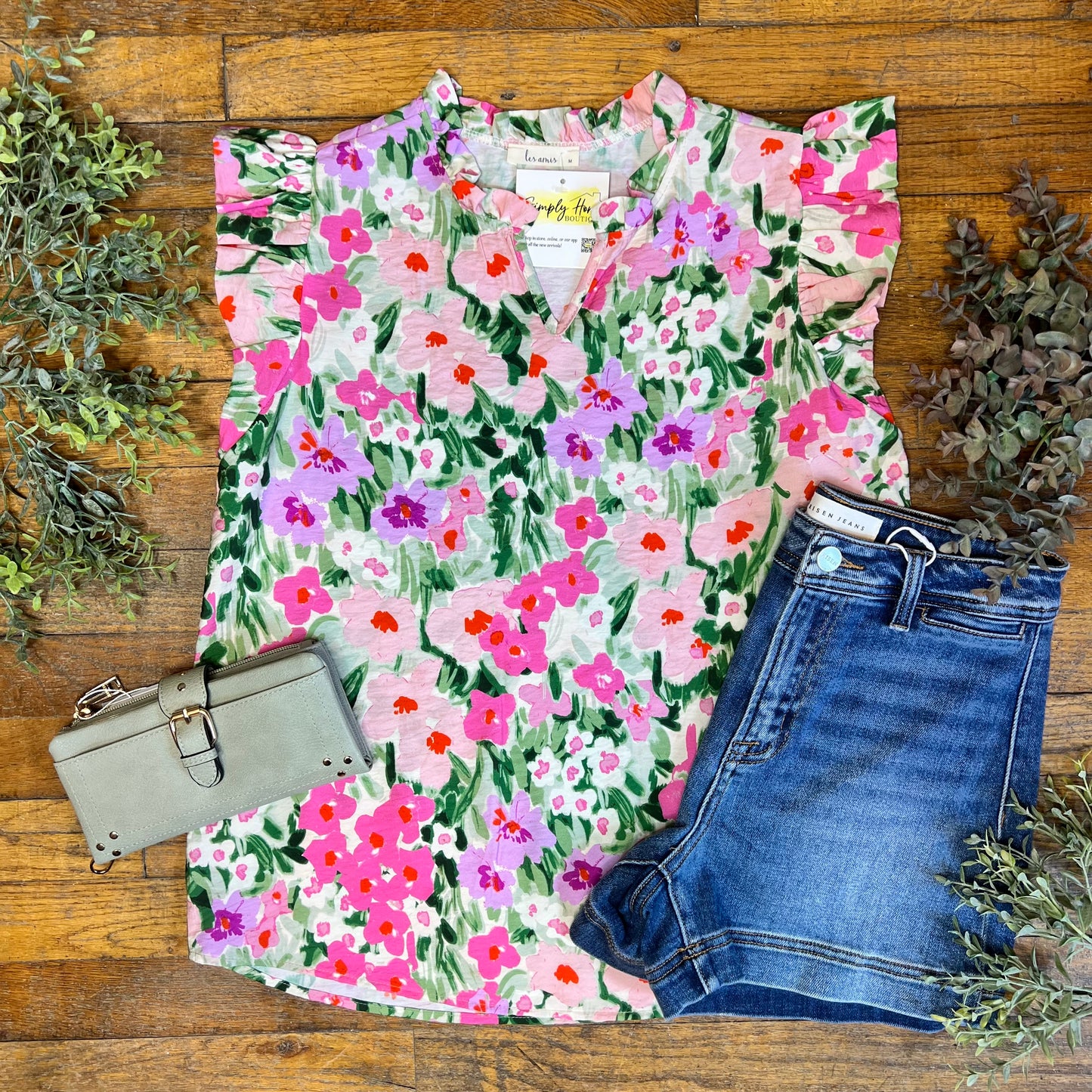Floral Ruffle Sleeve Top