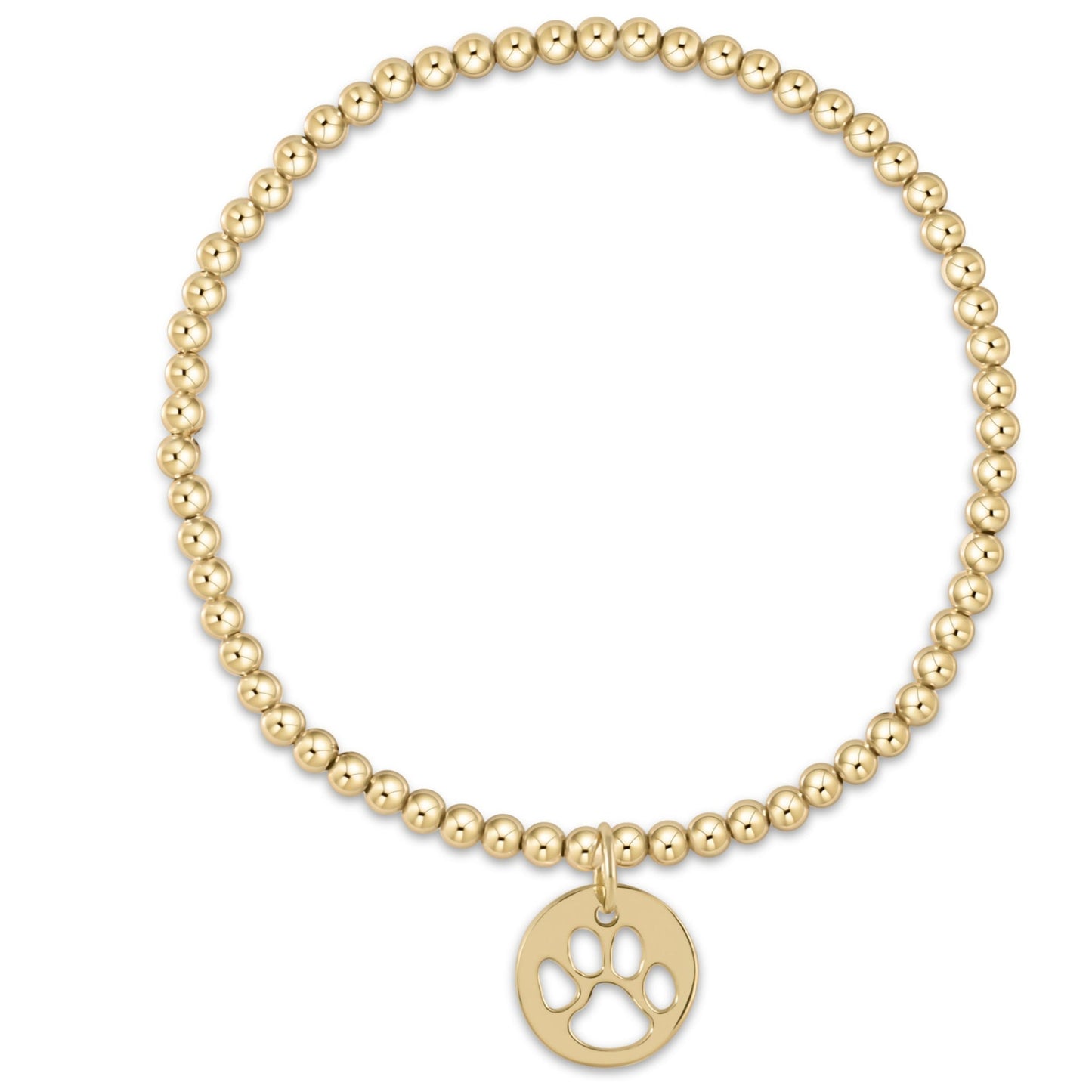 enewton 3mm Bead Bracelet- Paw Print Gold Disc