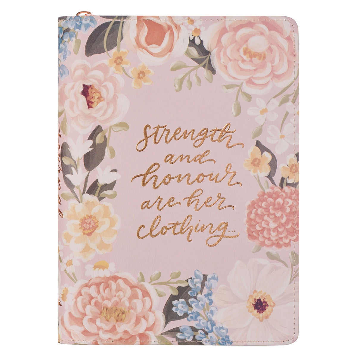 Floral notebook cover with motivational quote on a white background