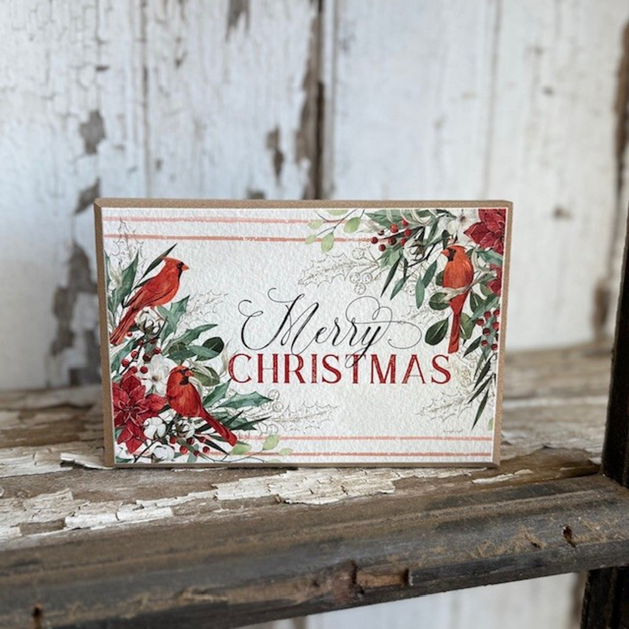 Cardinal Merry Christmas Block