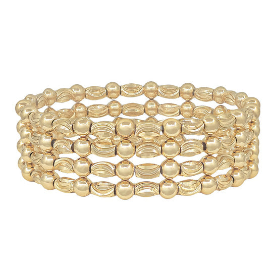 Textured Oval Set of Four Bracelets