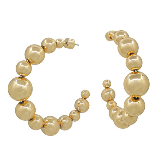 Graduated Beaded Hoop Earrings