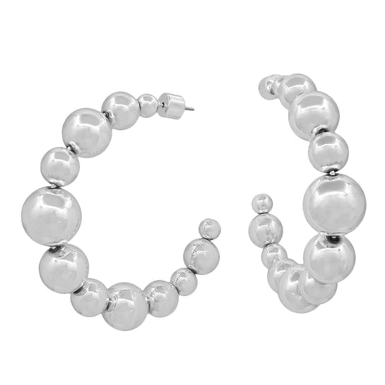 Graduated Beaded Hoop Earrings