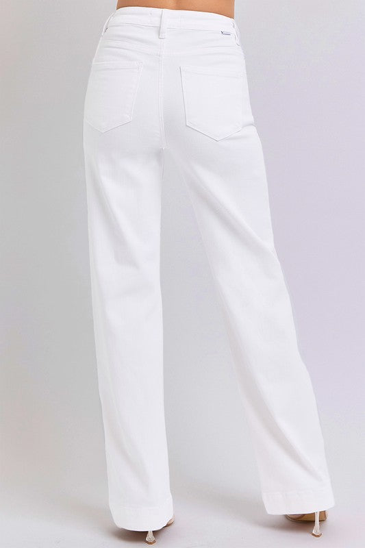 Risen White Straight Jeans
