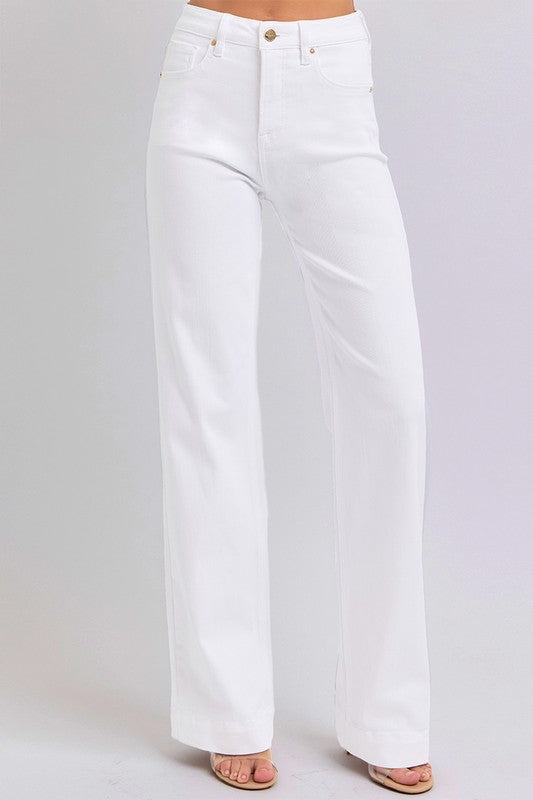 Risen White Straight Jeans