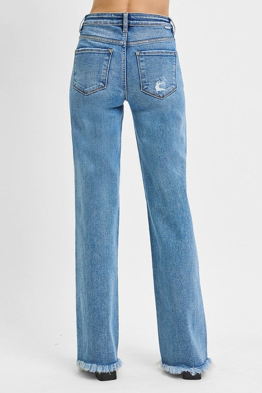 Risen High Rise Long Straight Jeans