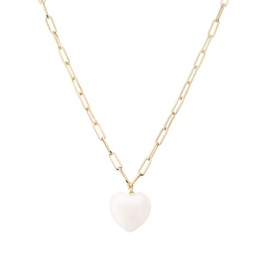 White Stone Heart Necklace