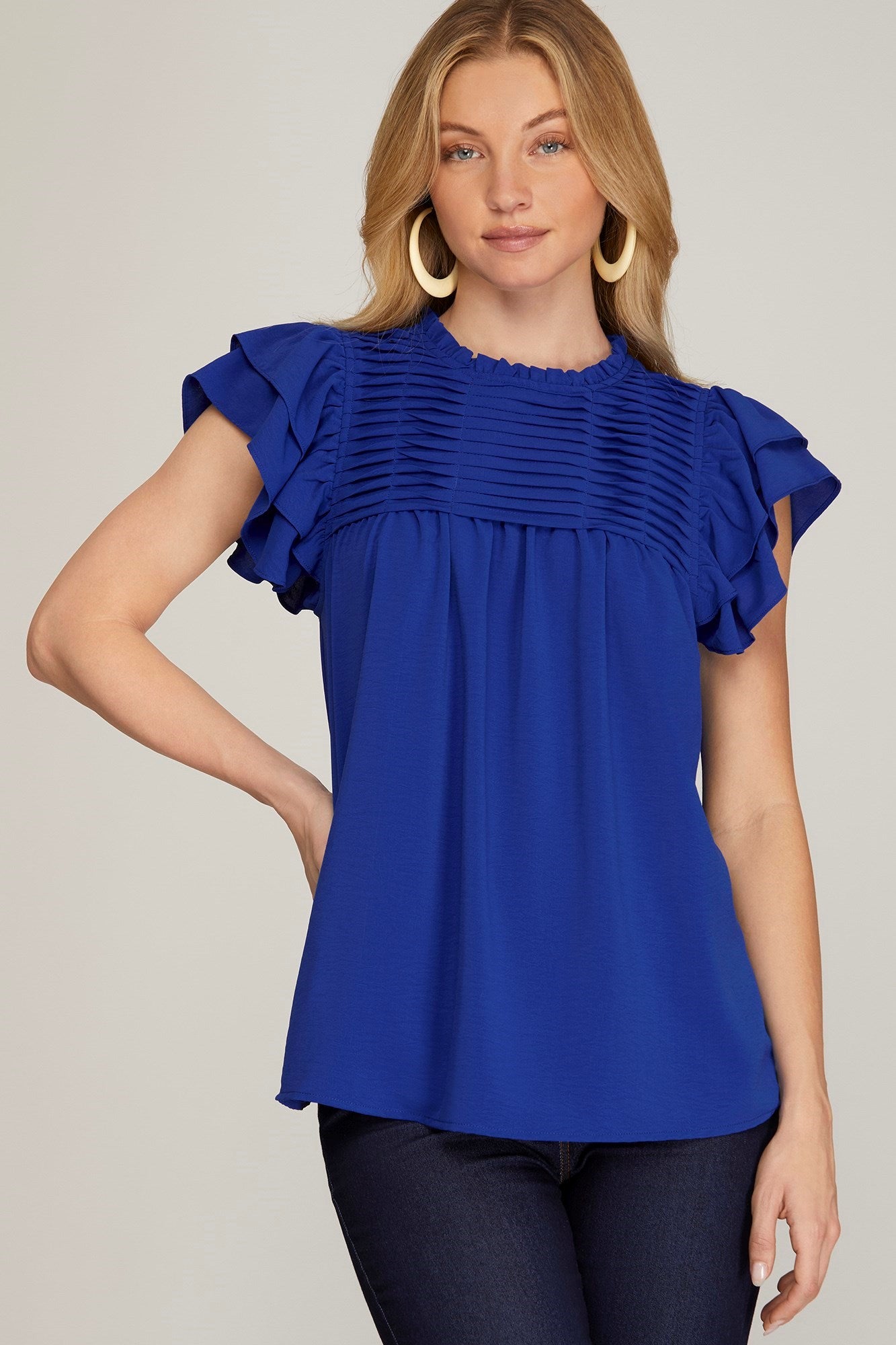 Royal Ruffle Pleated Top
