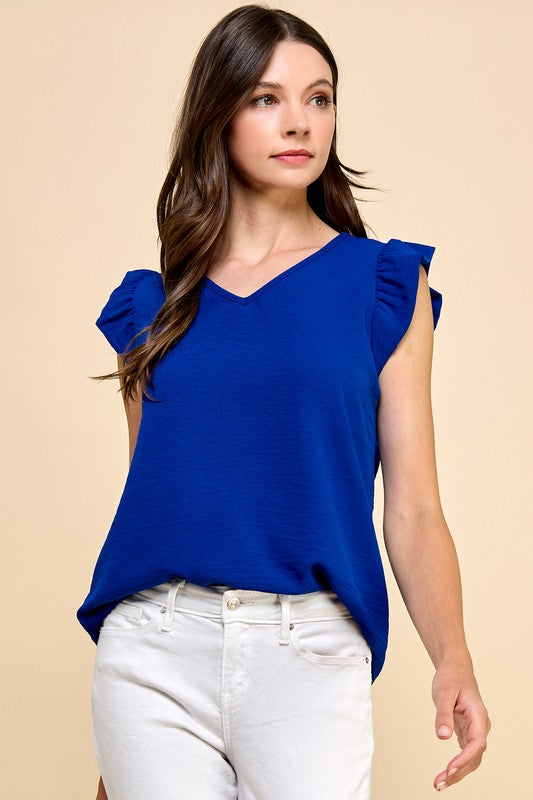 Royal Blue Ruffle Top