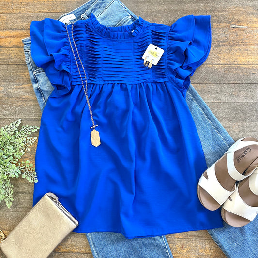Royal Ruffle Pleated Top