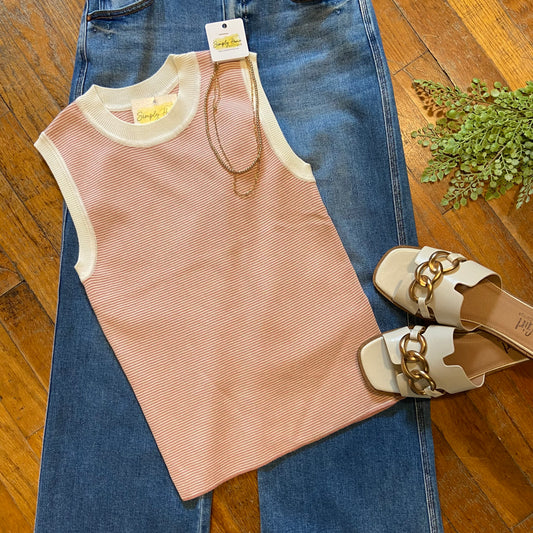 Blush Pinstripe Knit Tank