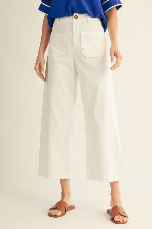 Wide Leg Scallop Detail Pants