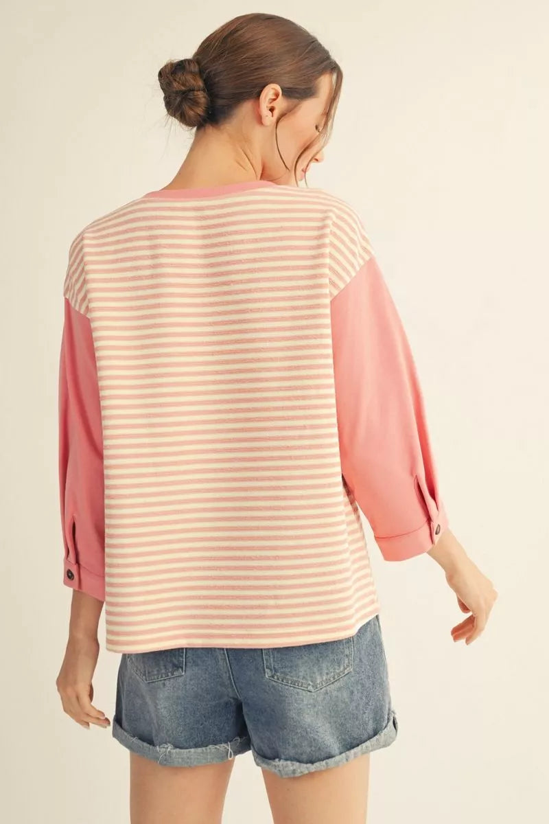 Solid Sleeve Striped Shirt