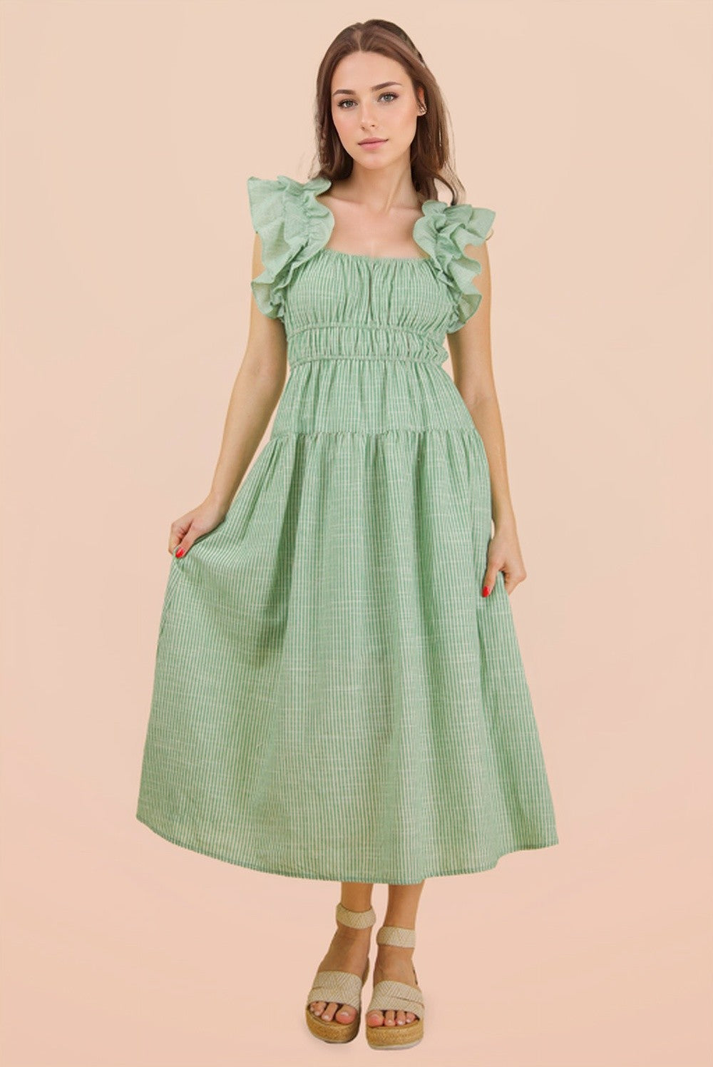 Green Stripe Midi Dress