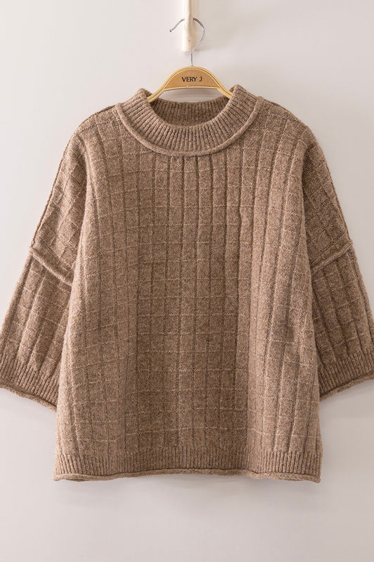 Mocha Textured Knit Cropped Sweater