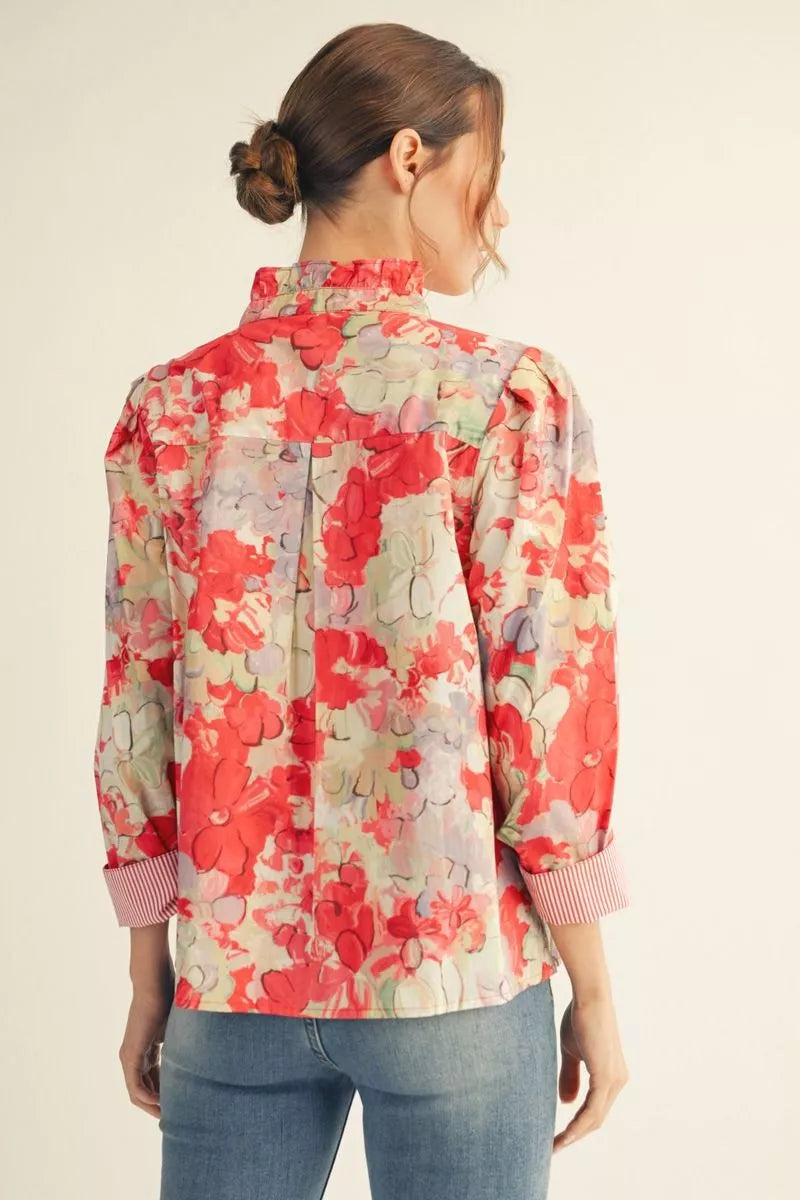 Floral Quarter Sleeve Top