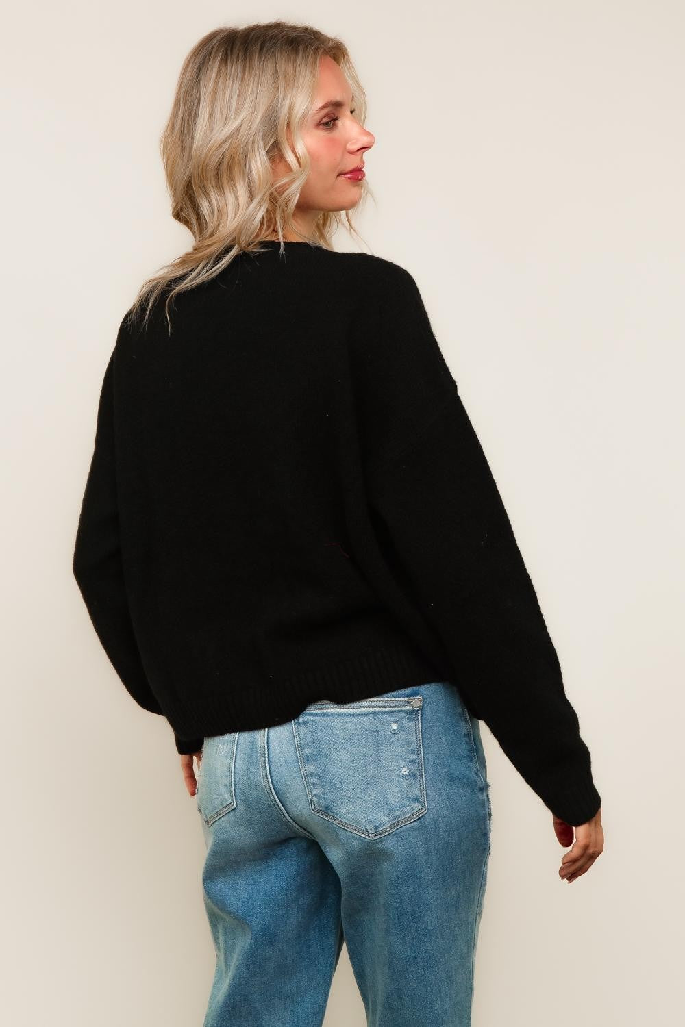 Sweater With Plaid Bow