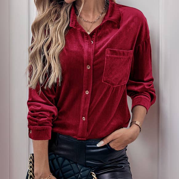 Velour Button Down