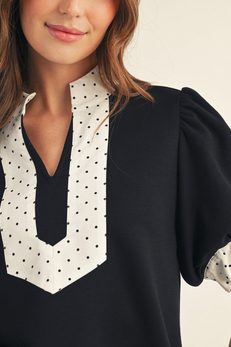 Polka Dot Accent Top