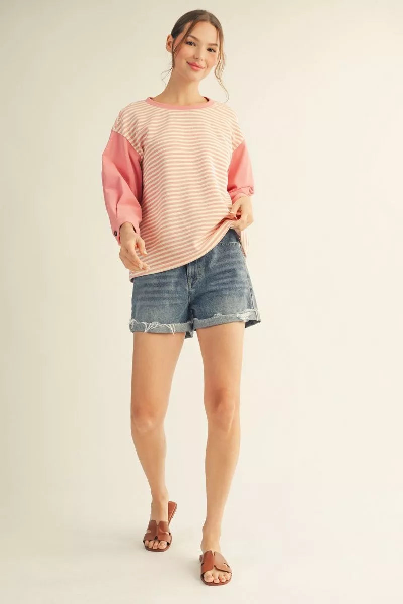 Solid Sleeve Striped Shirt