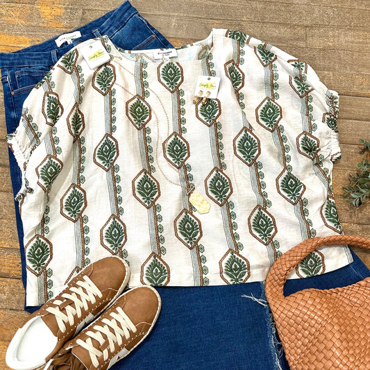 Geometric Floral Blouse