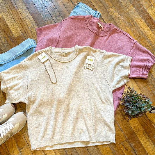 Raw Edge Sweater Top