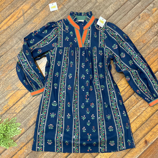 Floral Contrast Trim Dress