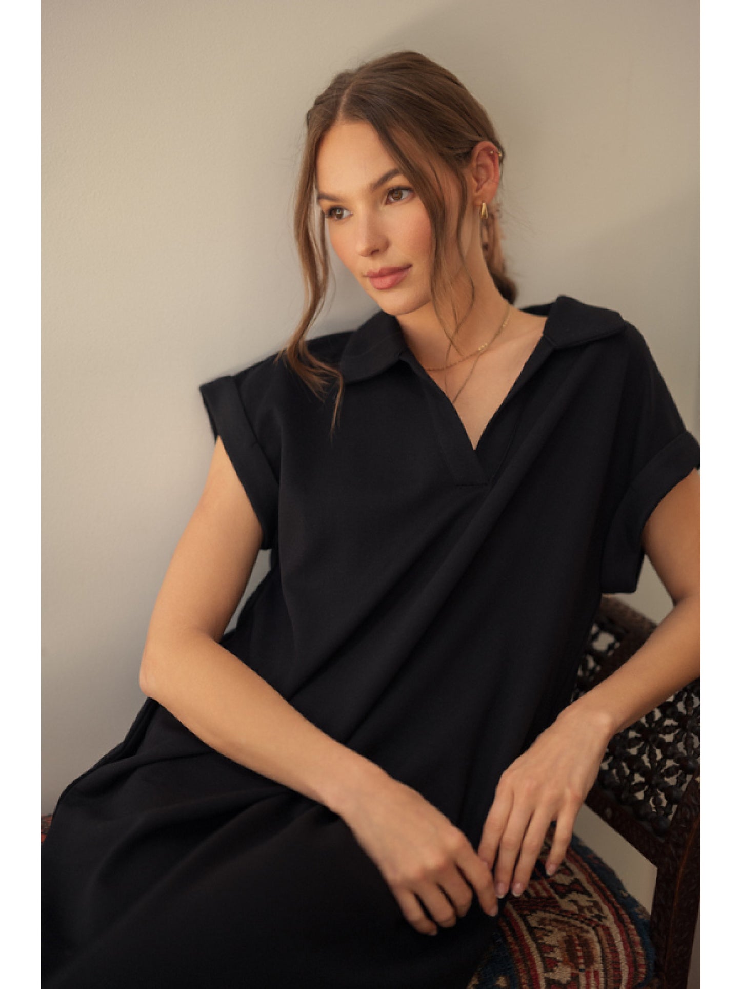 Collared Knit Midi Dress