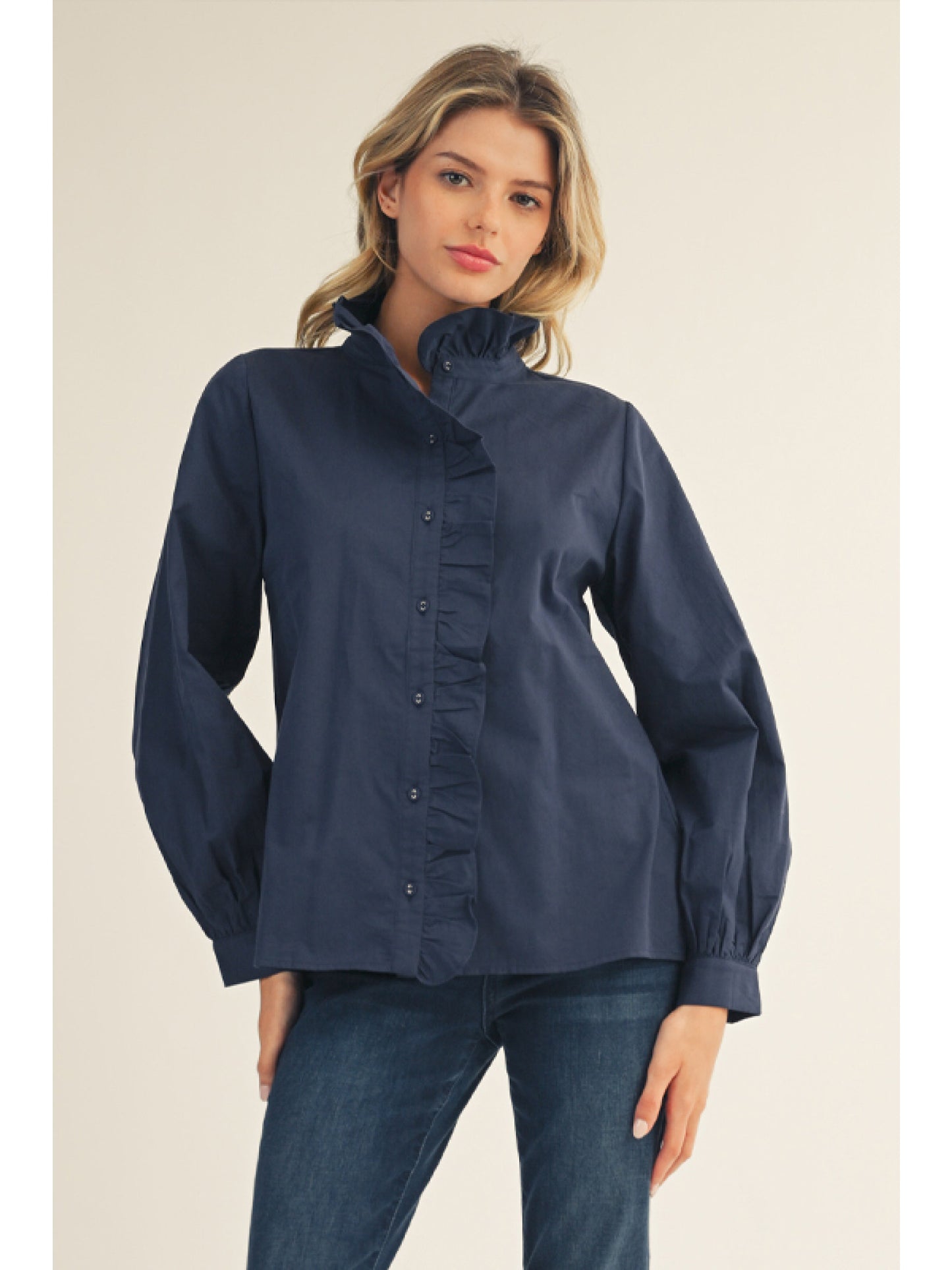 Button Down Ruffle Shirt